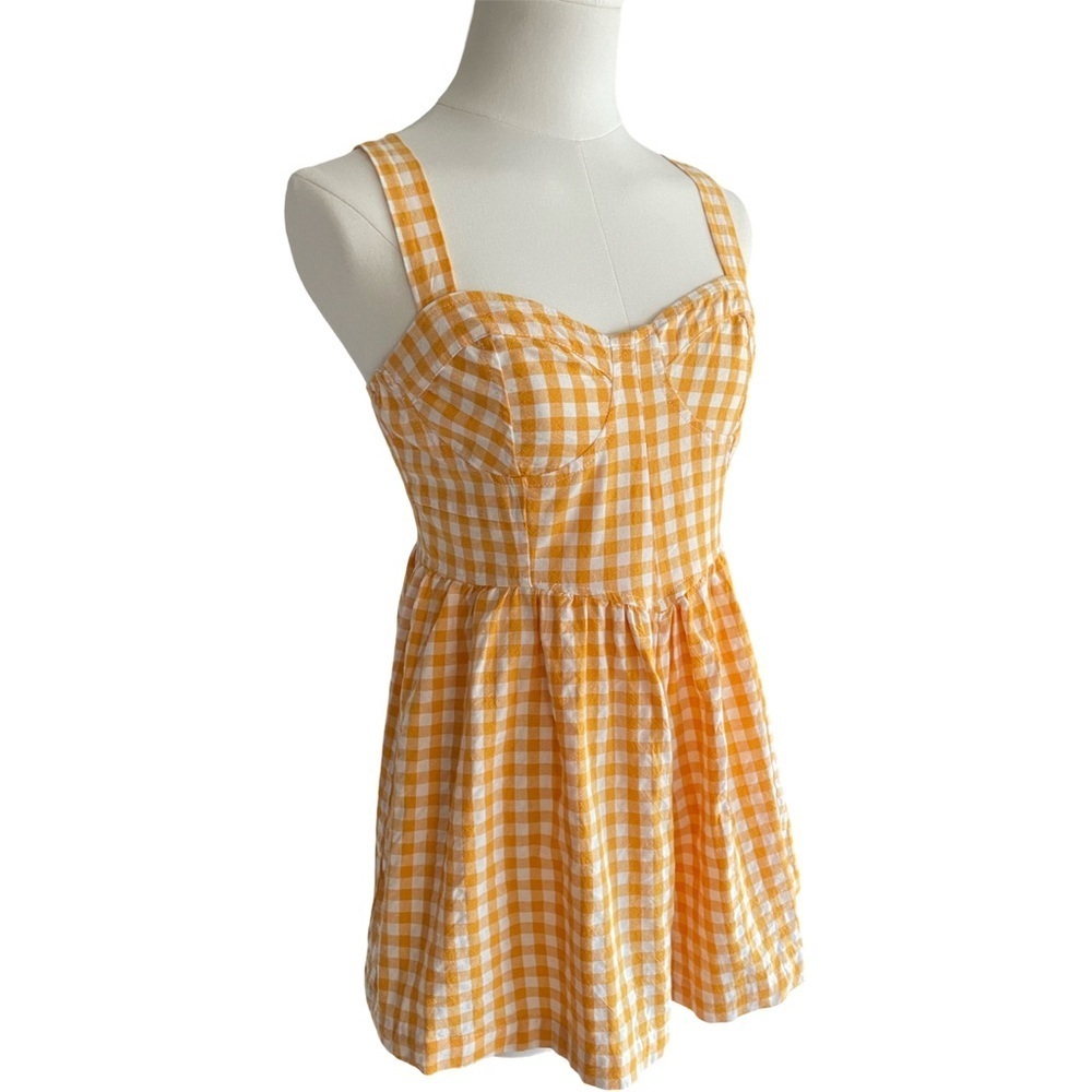Lulu’s Precious Trend Yellow and White Gingham Bustier Romper Size Small - Picture 6 of 14